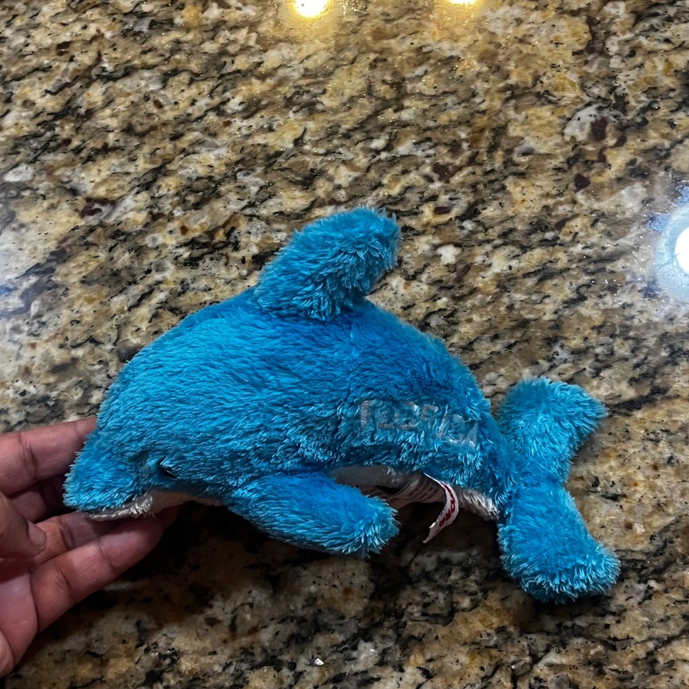 Aurora World Florida Blue Dolphin Plush Stuffed Animal Shaggy 8.5 Inch Souvenir